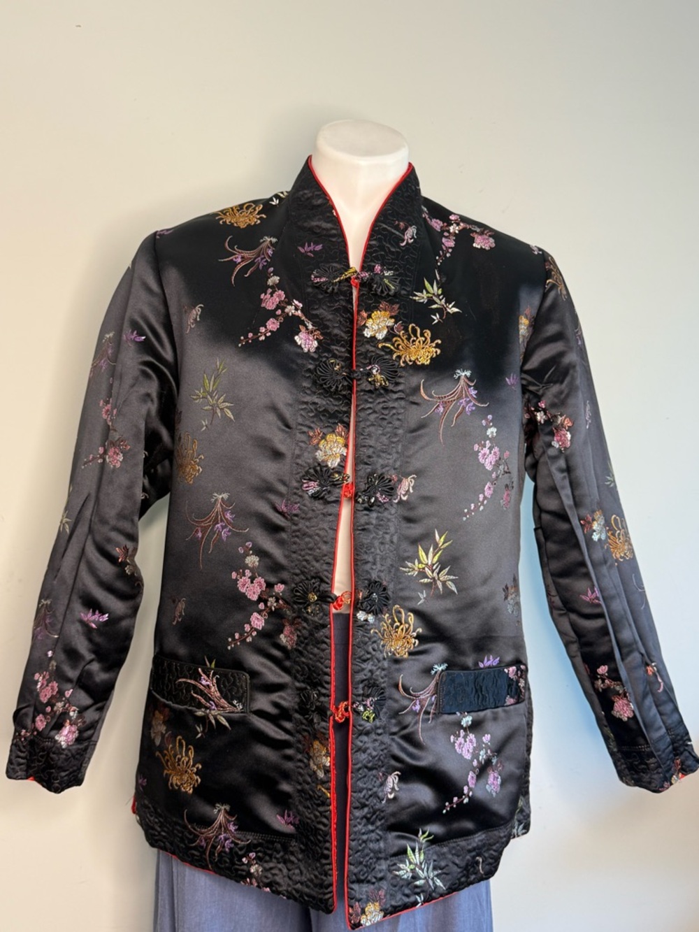 Authentic Chinese Dress Jacket Reversible Pockets Medium